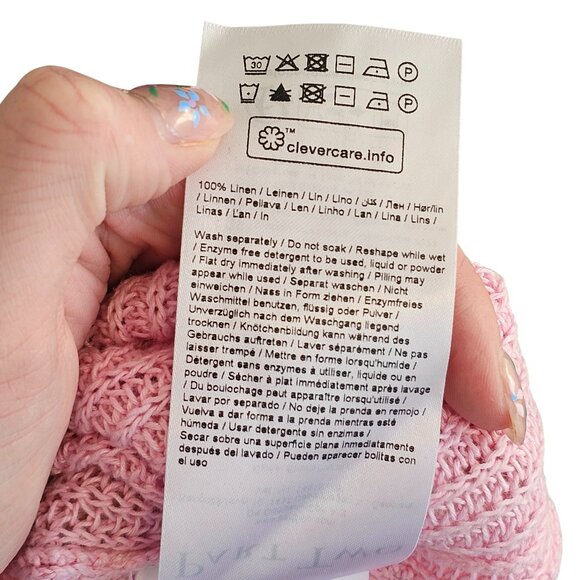 Part Two Etrona Linen Knit Pink Long Sleeve Sweater Sz L - Picture 11 of 12